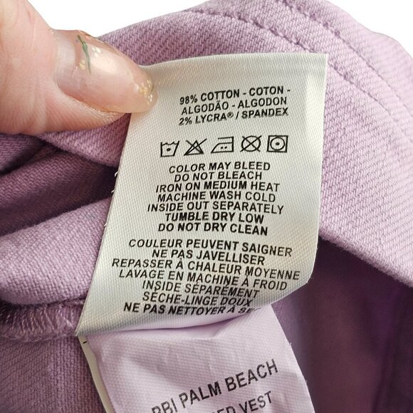 Warp + Weft Light Pastel Purple Pink Denim Button Up Vest Sz M - Picture 8 of 9